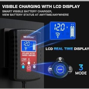 Intelligent Battery Charger/Maintainer - Black